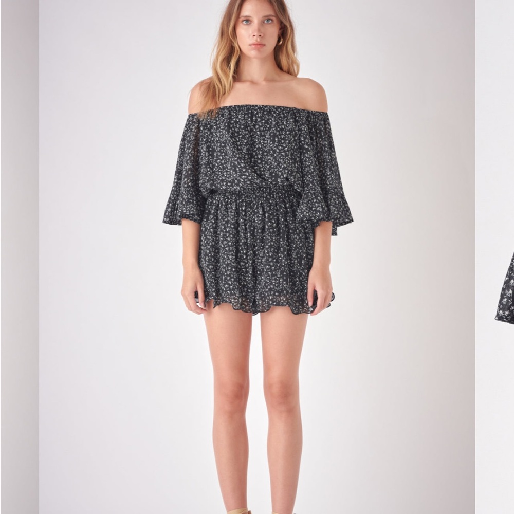Free the Roses Black Floral Romper